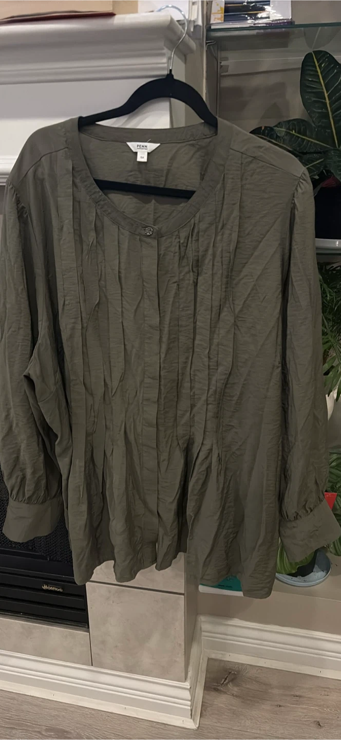 Penn Olive Green Long Sleeve Blouse