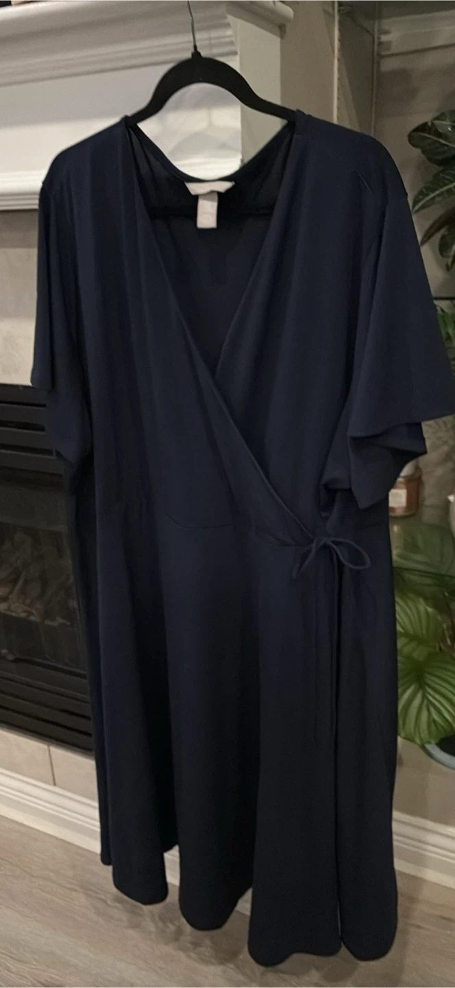 H&M Navy Blue Wrap Dress - photo 2