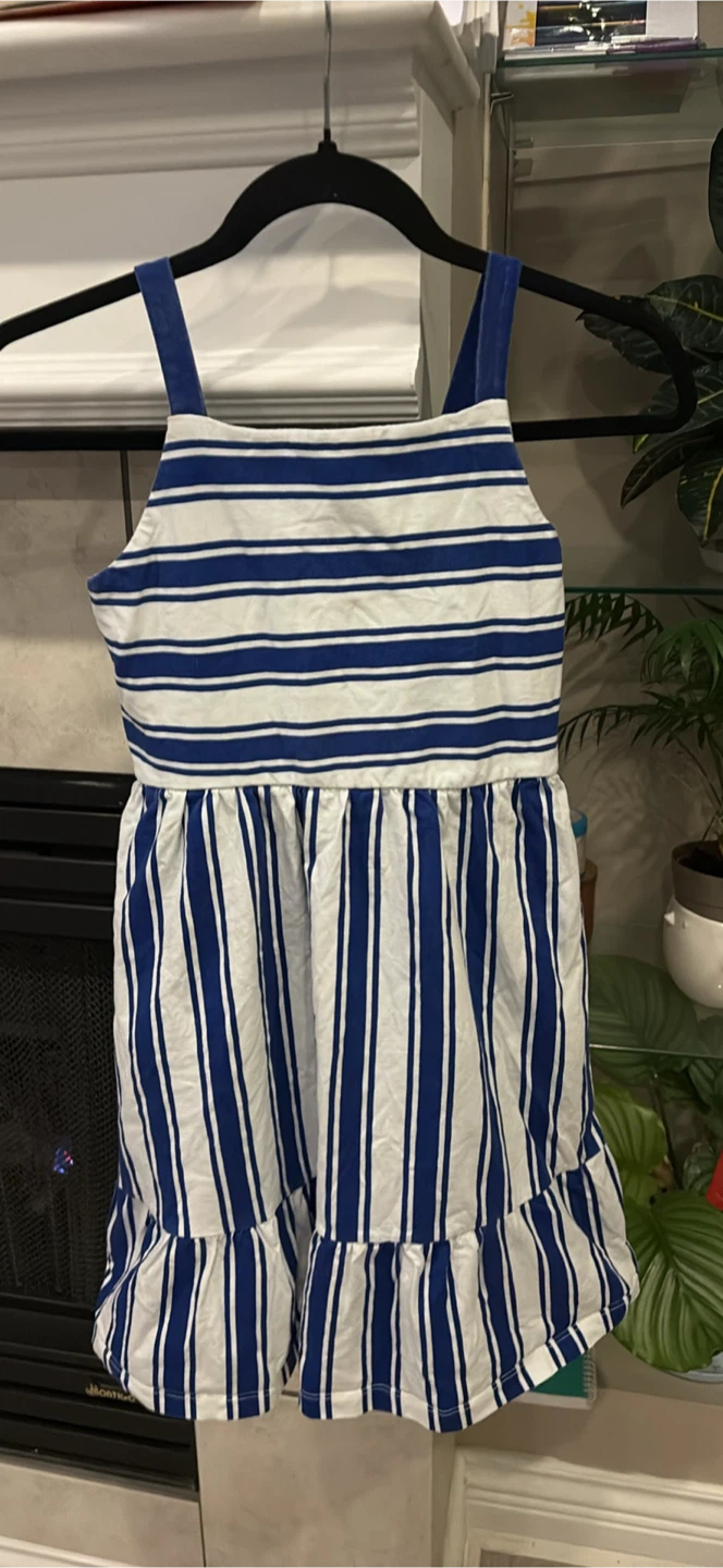 Zara Girls Blue and White Striped Dress