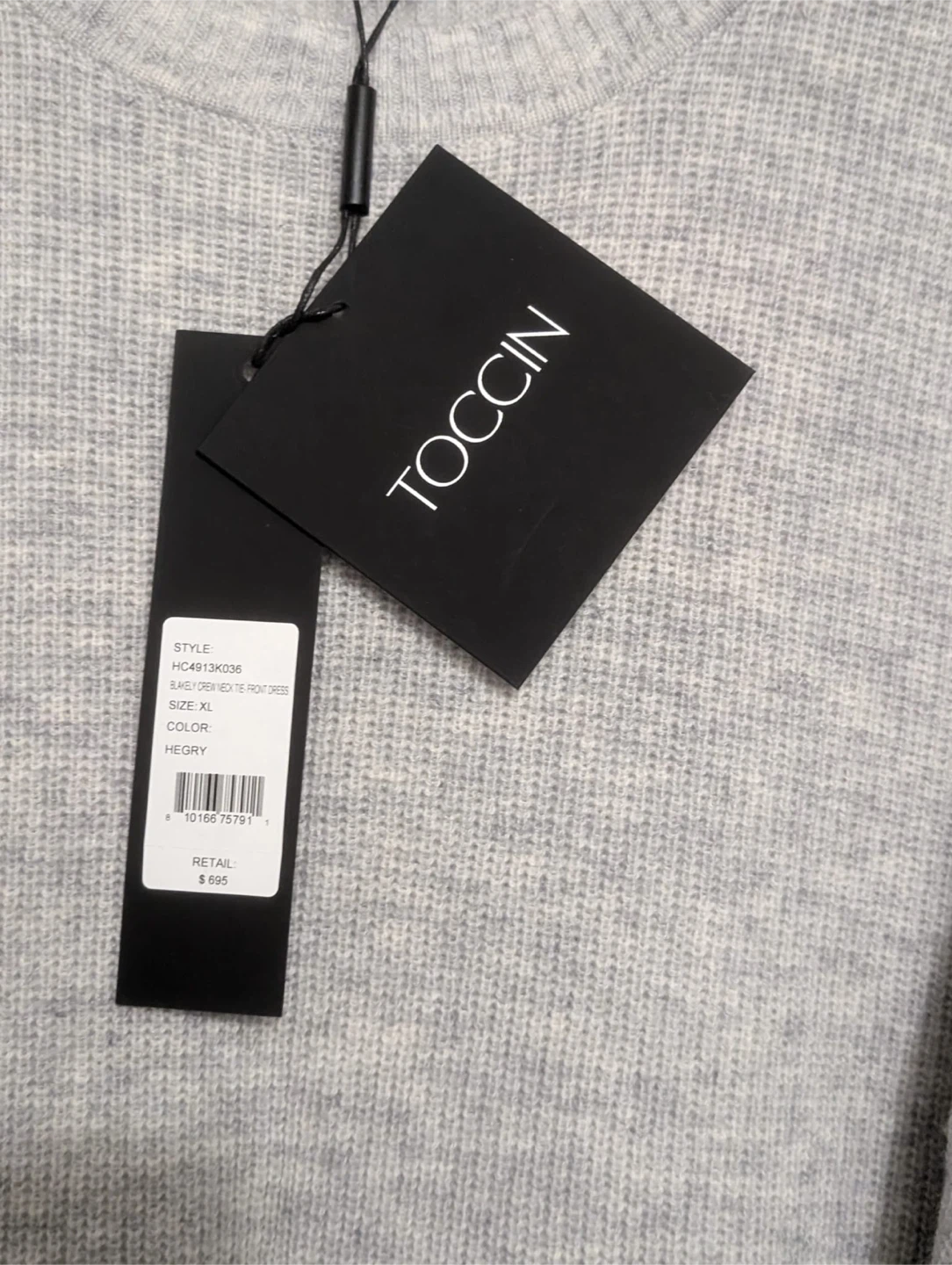 Toccin Blakely Crew Neck Tie-Front Dress - Grey - XL - photo 3
