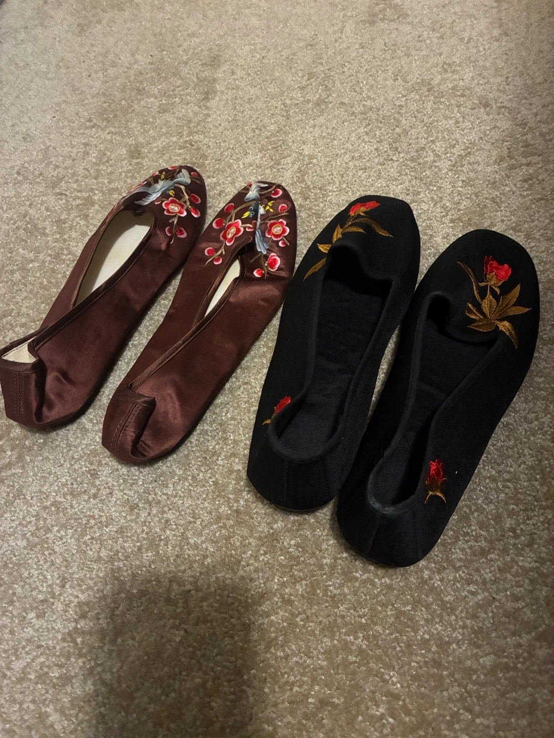 2 pairs of gently used embroidered shoes