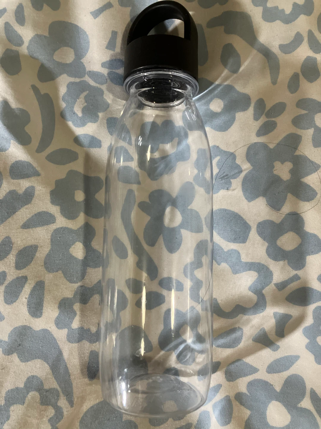 Clear Plastic Water Bottle with Black Lid