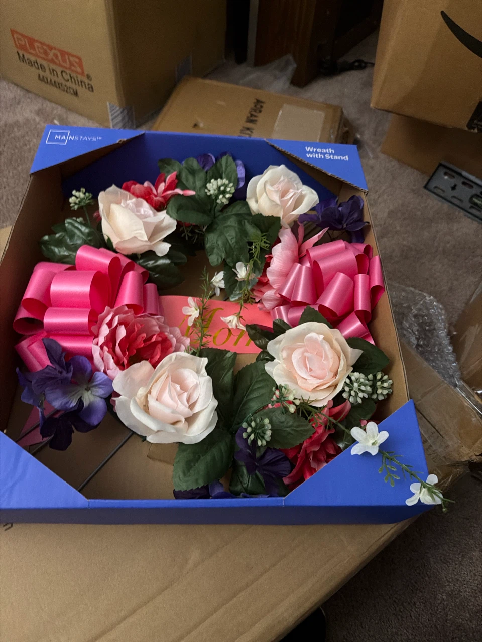 Mainstays Artificial Floral Wreath with Stand - photo 3