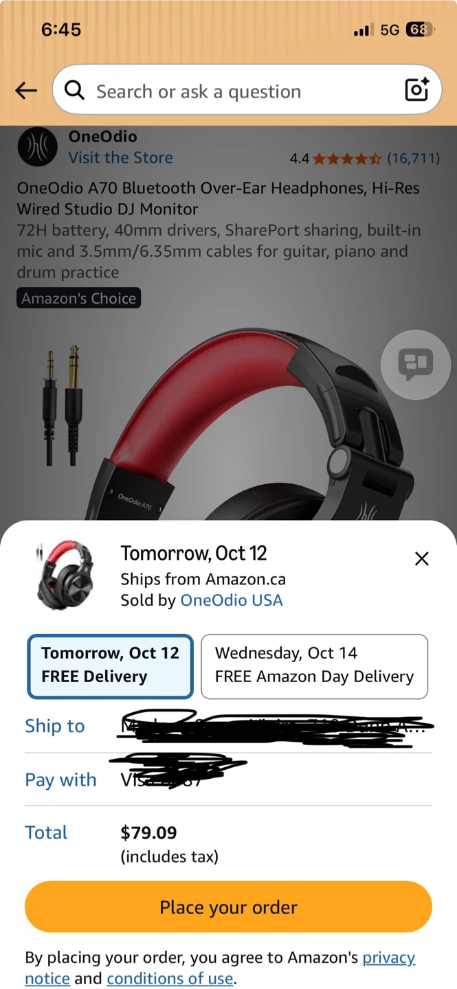 OneOdio A70 Bluetooth Over-Ear Headphones - photo 2