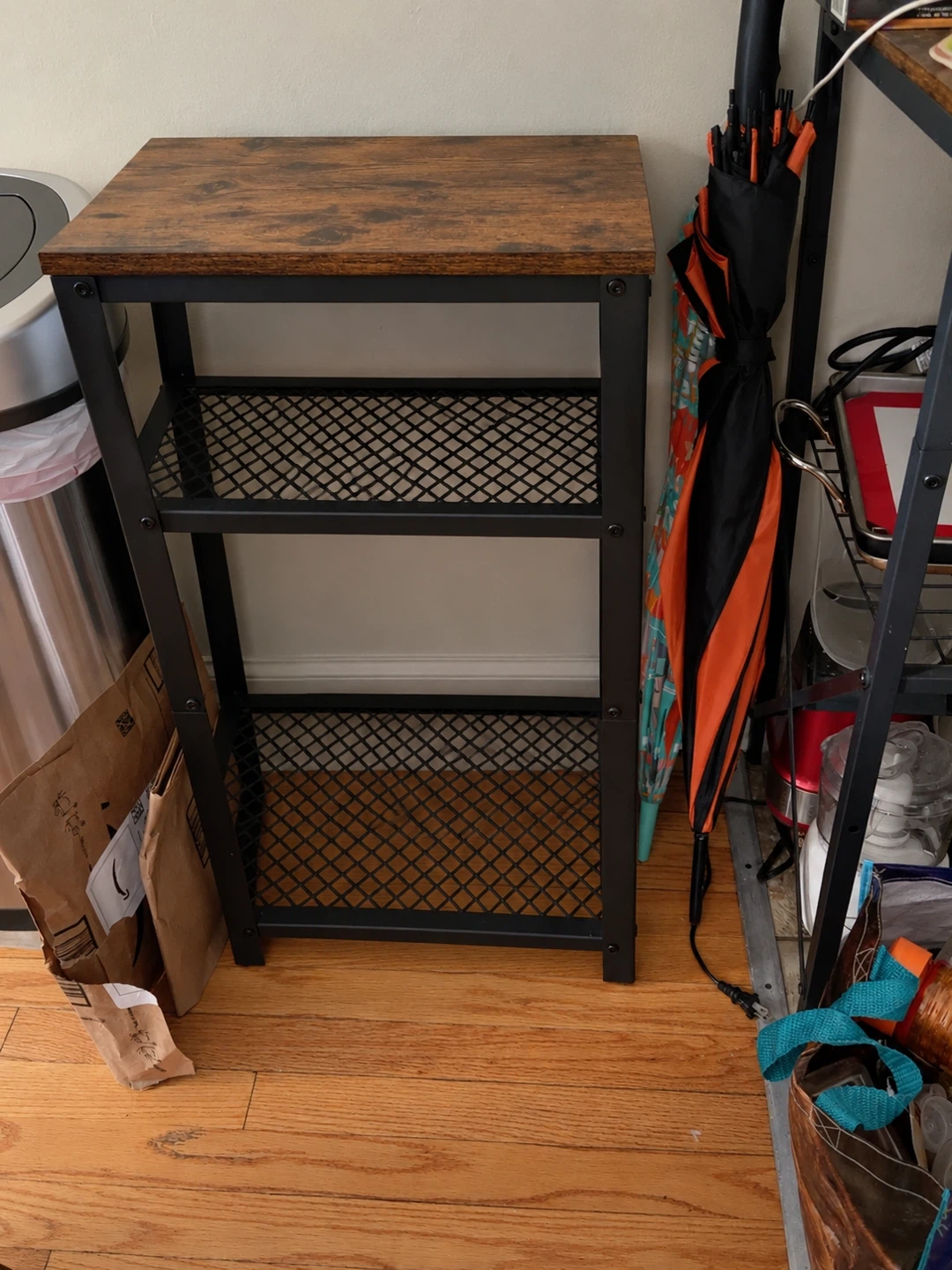 Rustic Industrial Metal and Wood Side Table