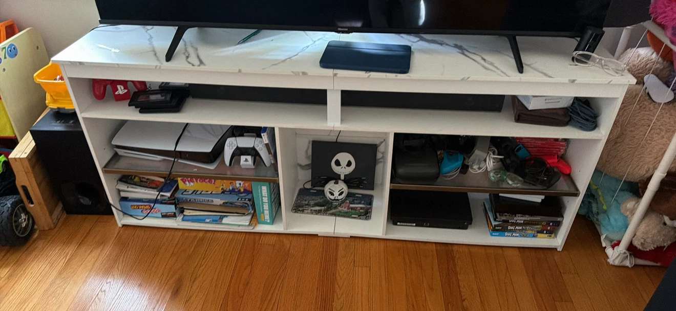 White Marble Effect TV Stand