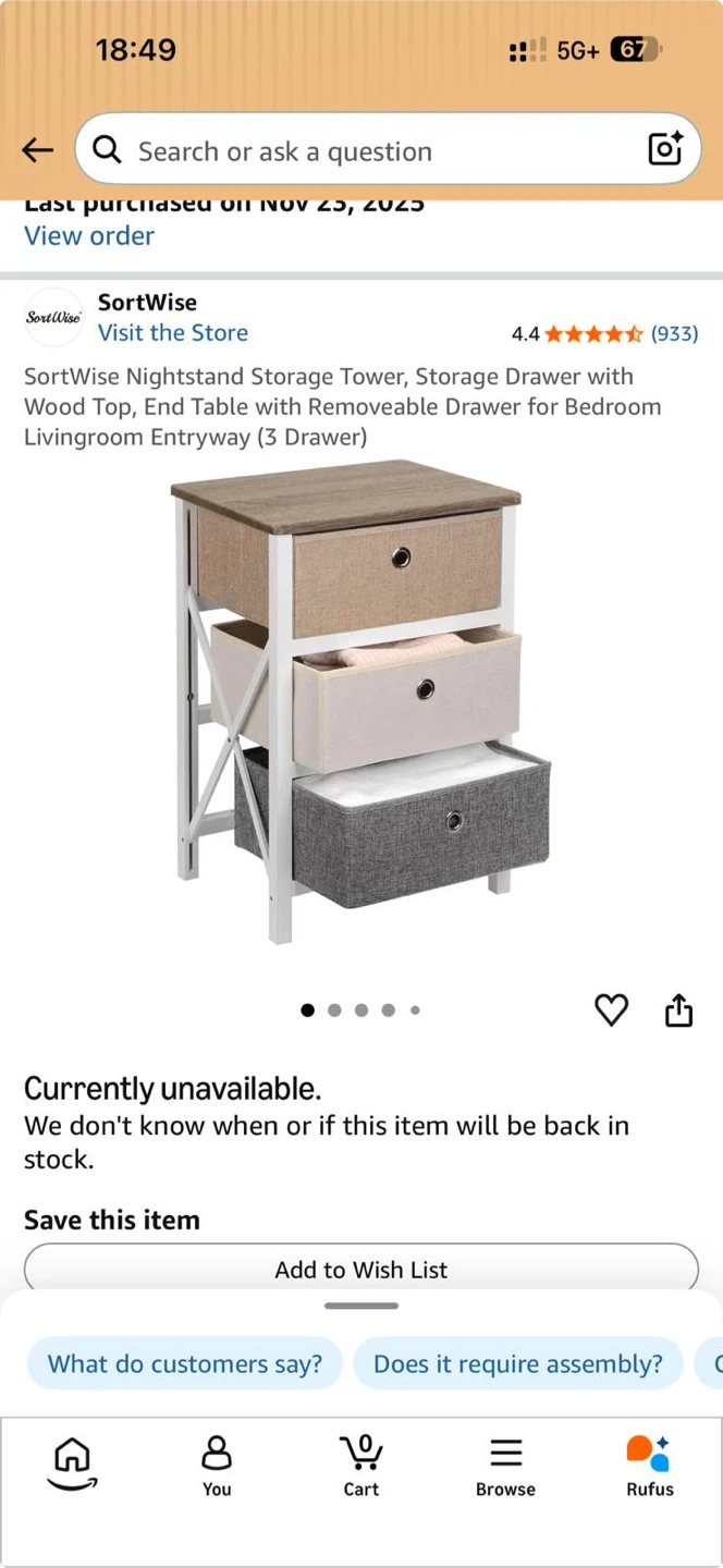 SortWise 3-Drawer Nightstand Storage Tower