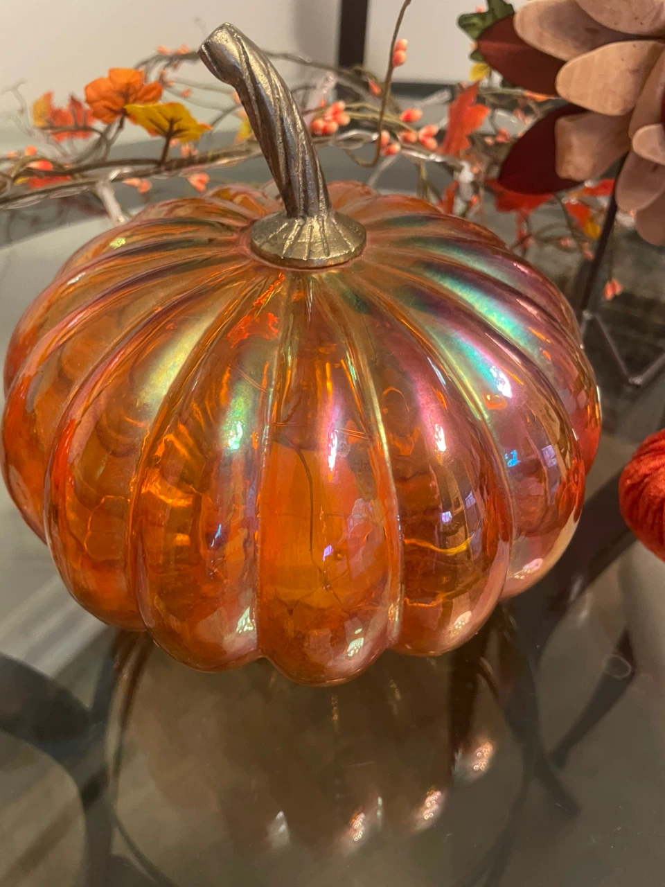 Fall Decor Set with Lighted Pumpkins and Velvet Mini Pumpkins - photo 4