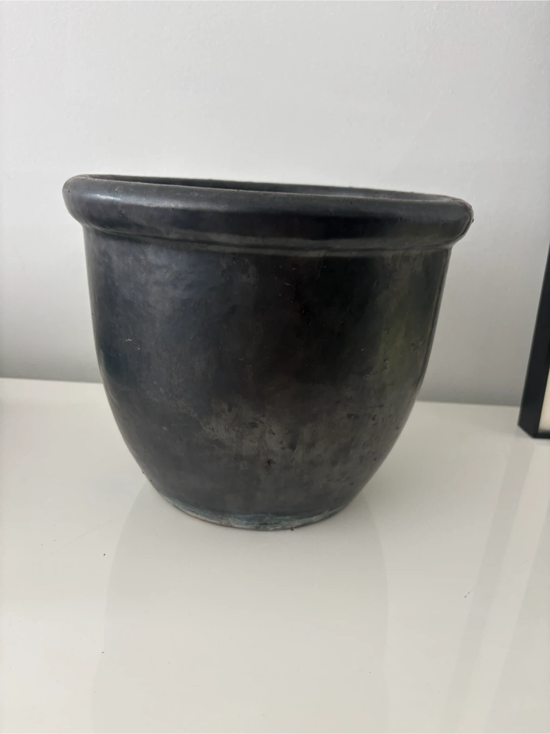 Black Glazed Ceramic Plant Pot