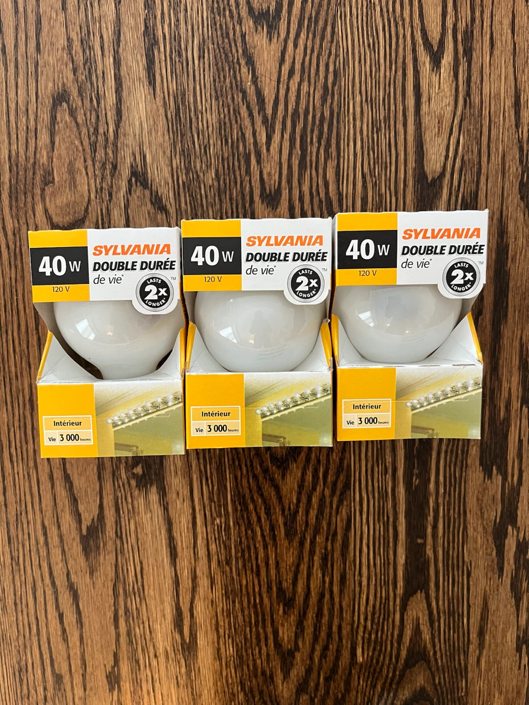 3 Sylvania Double Life 40W Light Bulbs