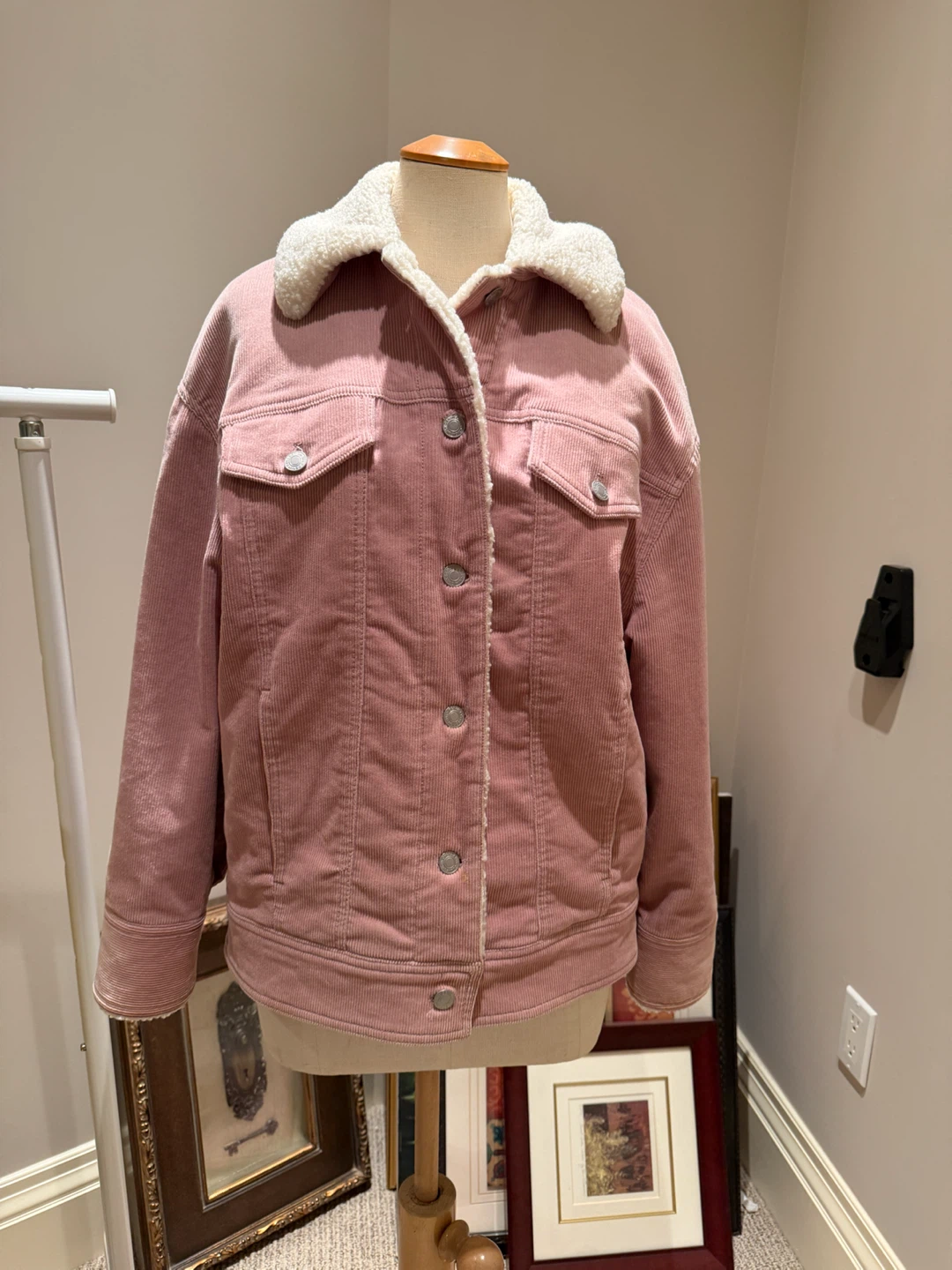 ONLY Pink Corduroy Sherpa Lined Jacket