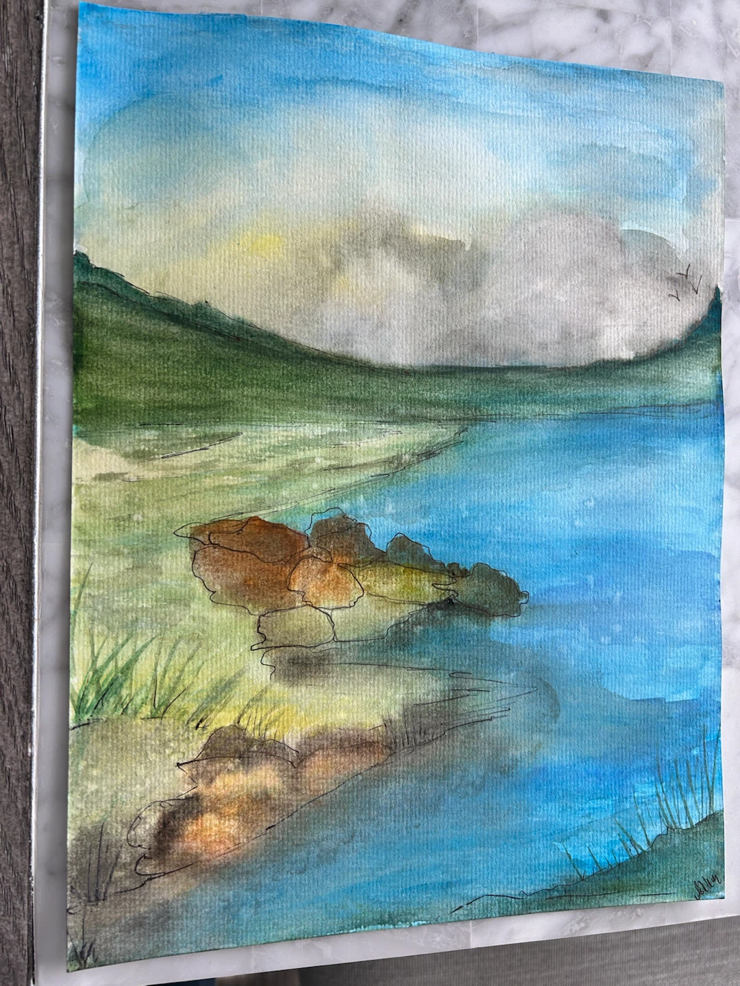 Hand-painted landscape watercolour painting - photo 2