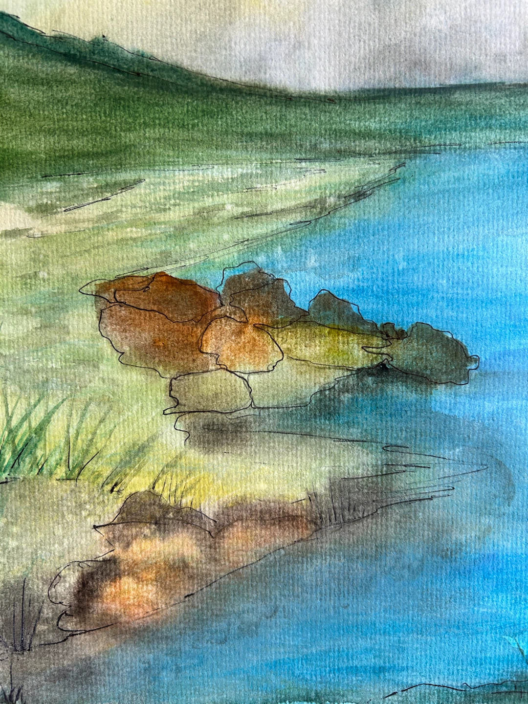 Hand-painted landscape watercolour painting - photo 3