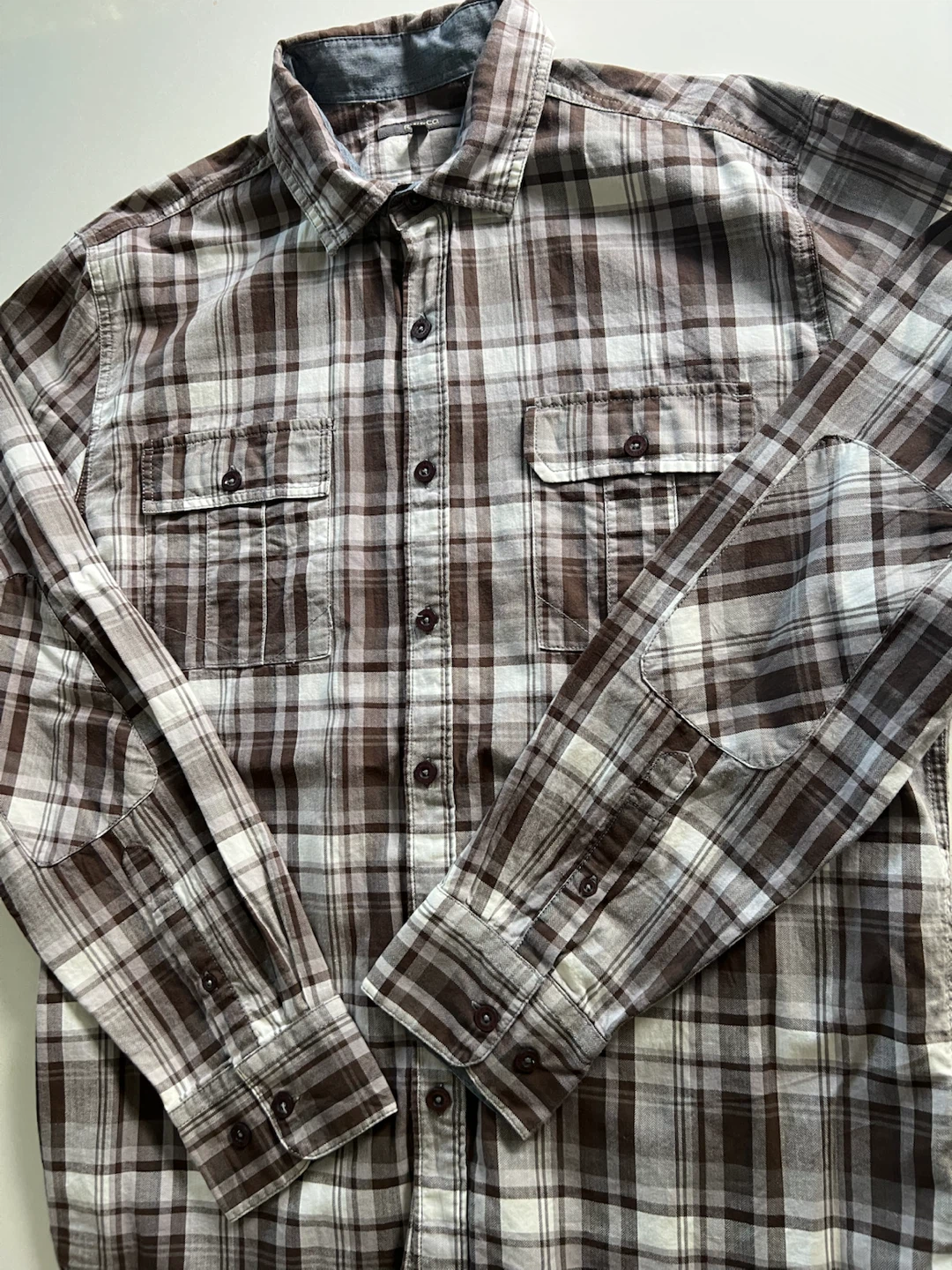 RW&CO Brown Plaid Button-Up Shirt