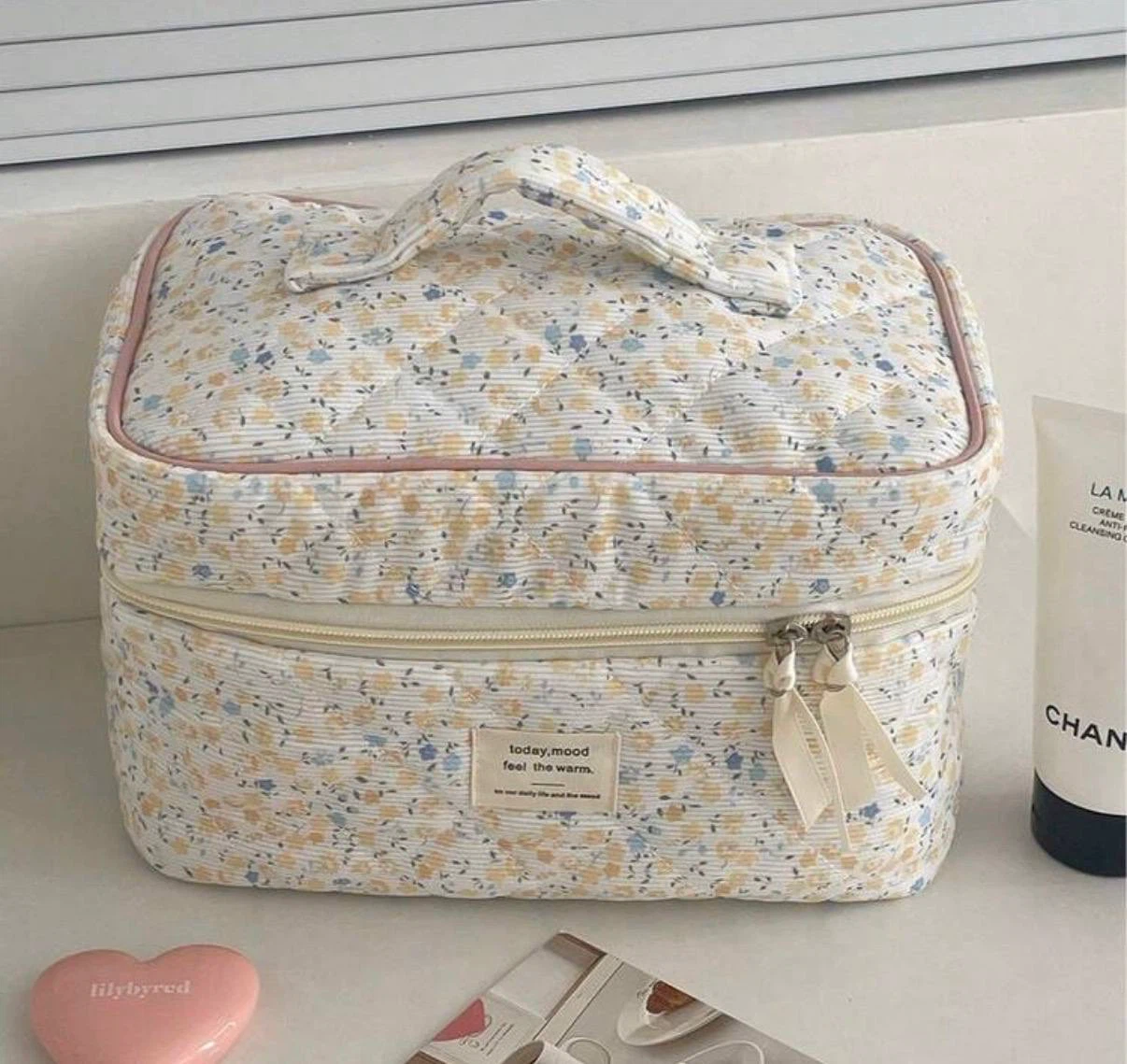 Floral Quilted Makeup Bag Set (Large + Small) - photo 4