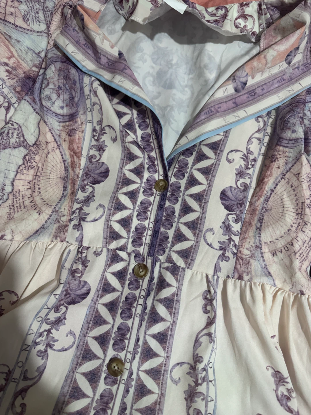 Vintage Map Print Button-Up Dress - photo 2