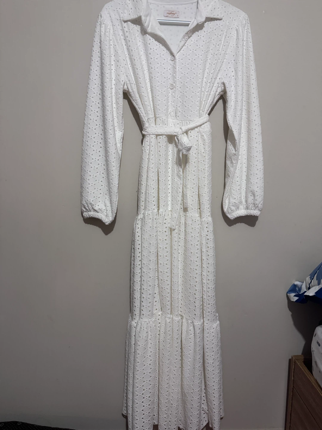 Ceylinay White Eyelet Maxi Dress