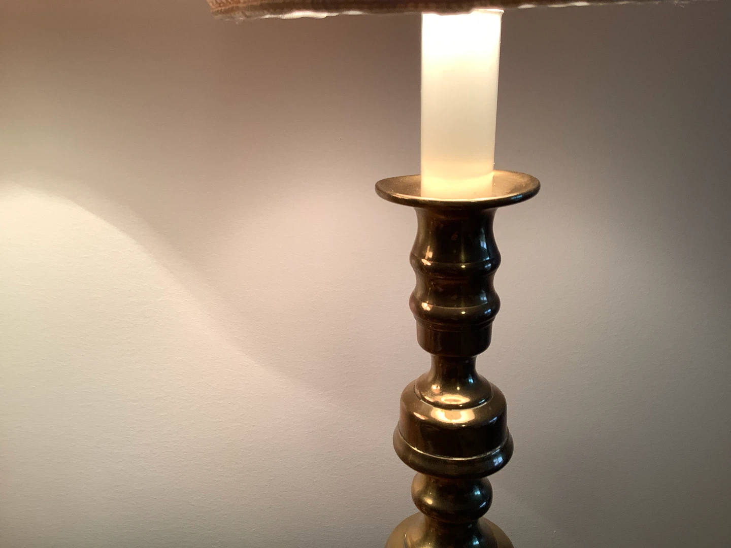 Vt Brass & Maple Wd Candlestick Lamps w Double Drop Cord 🐞 - photo 2