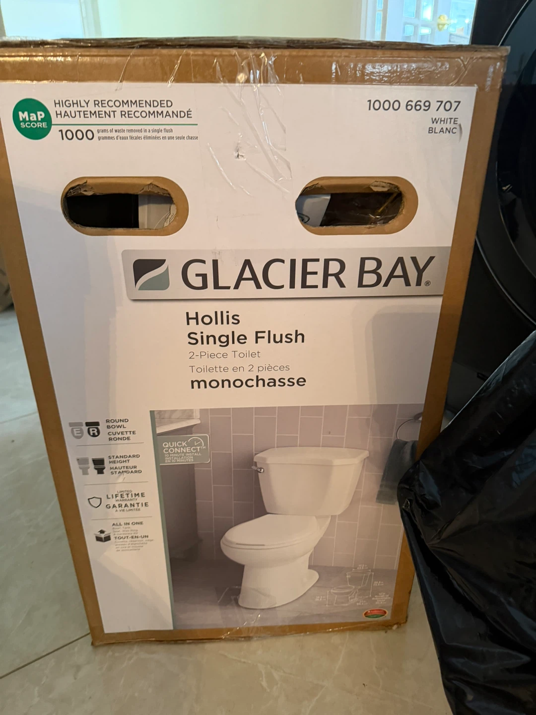 Brand new Glacier Bay Hollis Single Flush 2-Piece Toilet