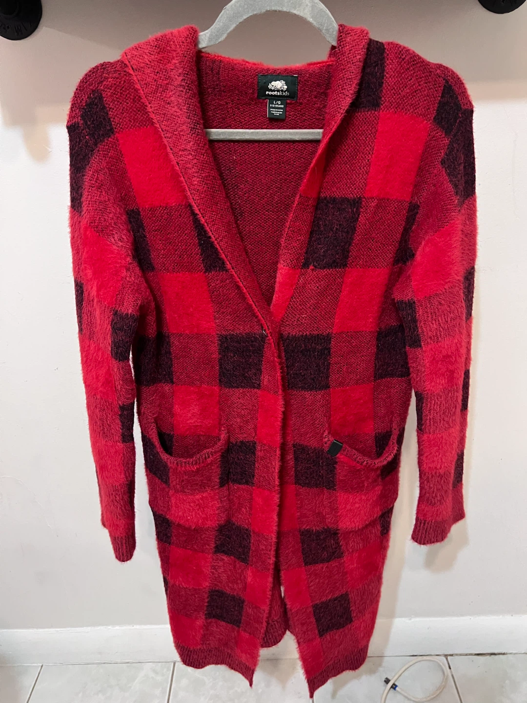 Roots Kids Buffalo Plaid Hooded Cardigan – Size 9–10