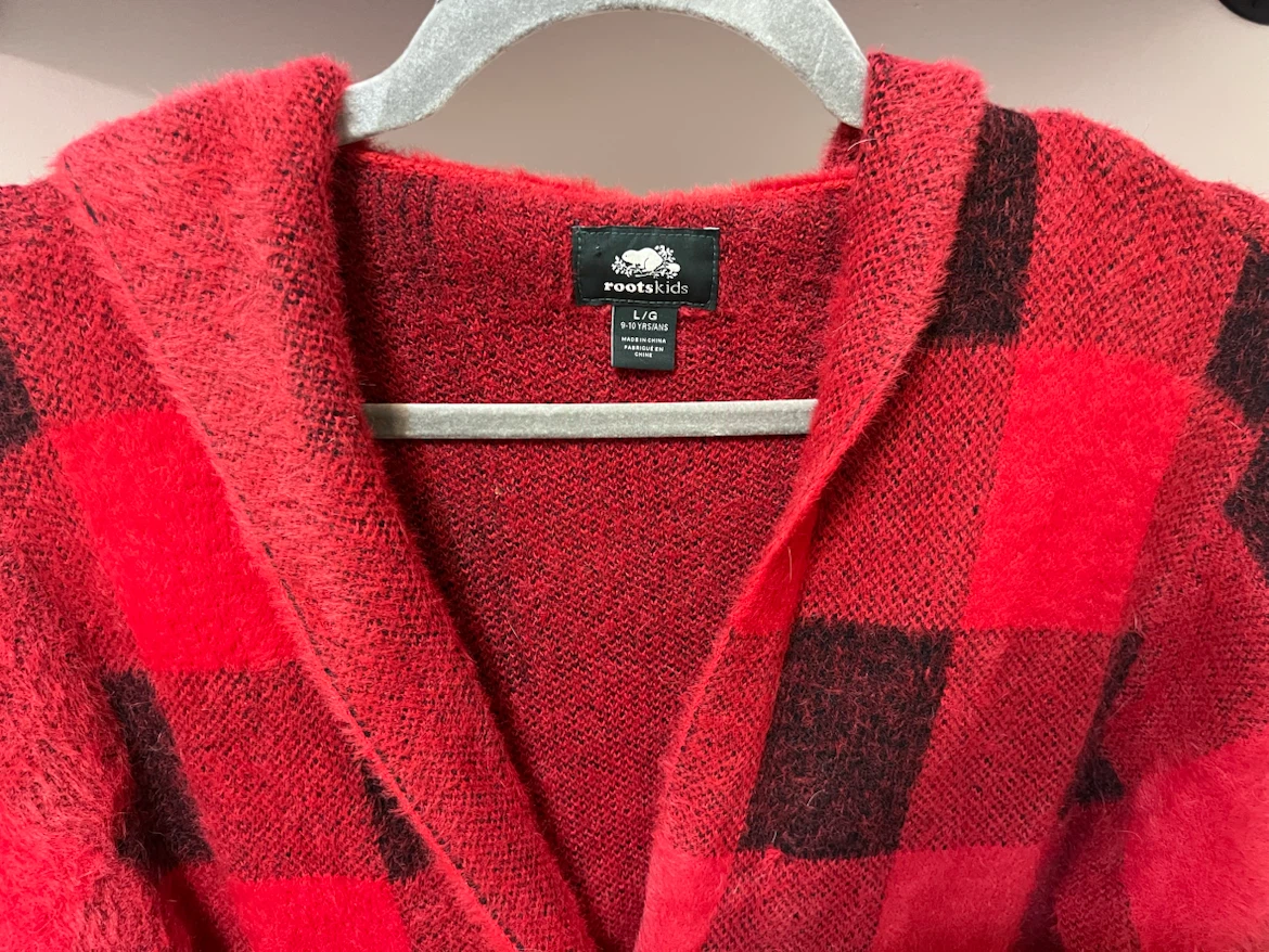 Roots Kids Buffalo Plaid Hooded Cardigan – Size 9–10 - photo 2