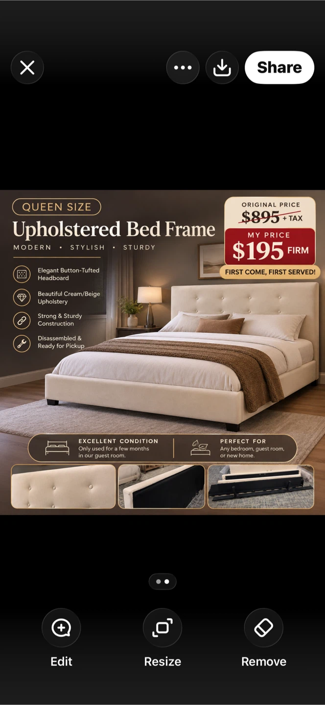 Queen Size Upholstered Bed Frame - photo 5