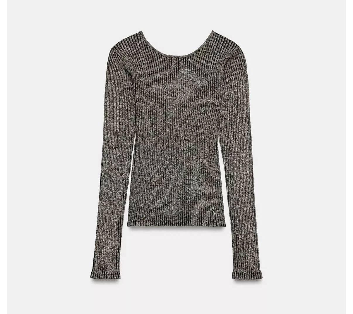 Zara Ribbed Open-Back Knit Top – Size M - photo 4