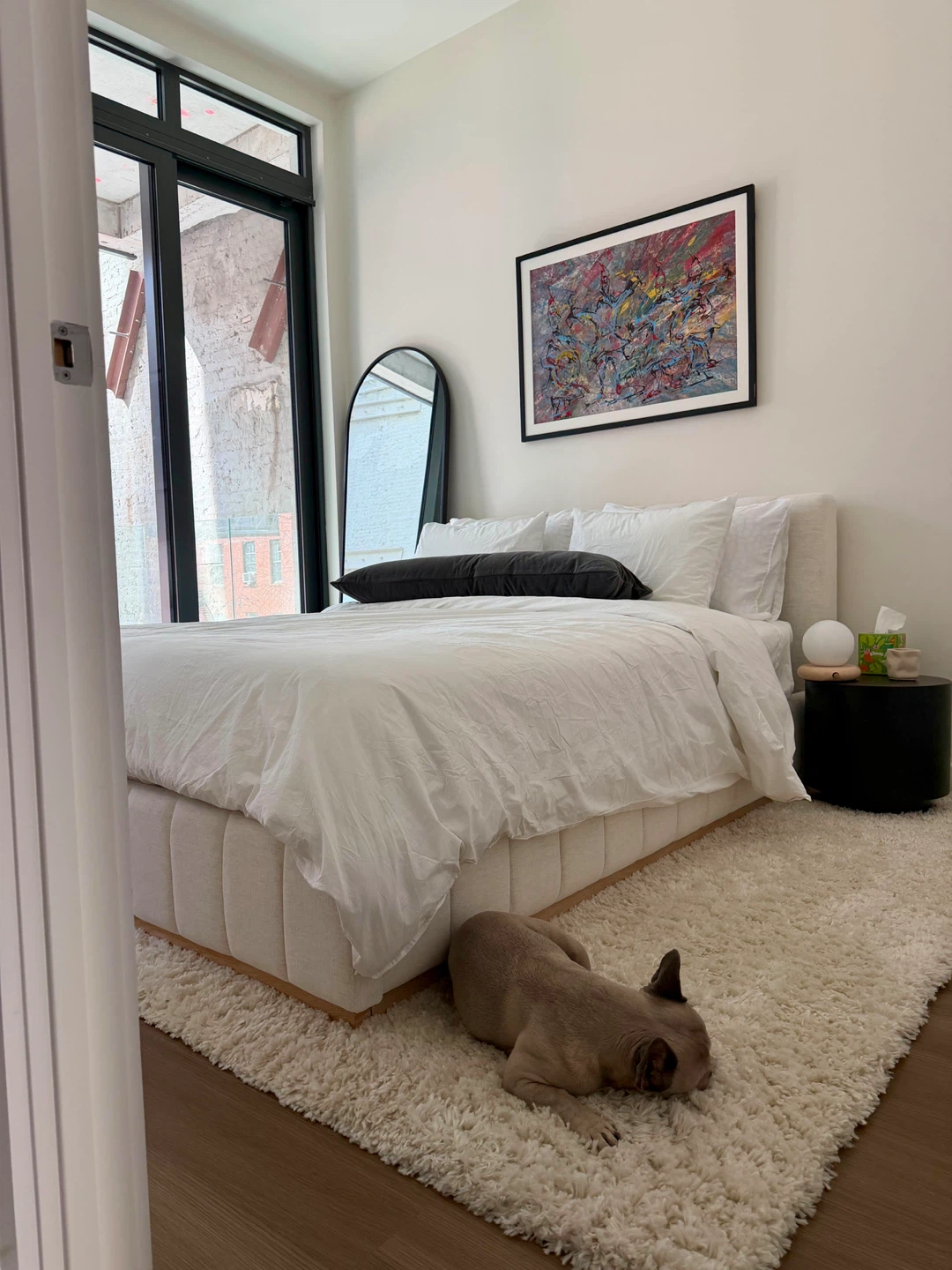 CB2 Forte Channeled Upholstered Queen Platform Bed – Like New - photo 2