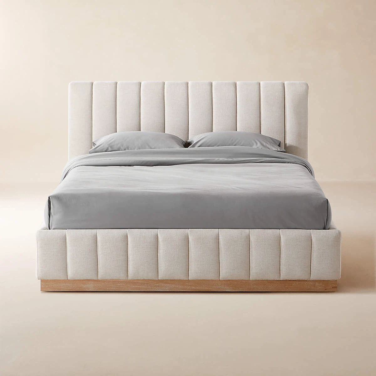 CB2 Forte Channeled Upholstered Queen Platform Bed – Like New - photo 5