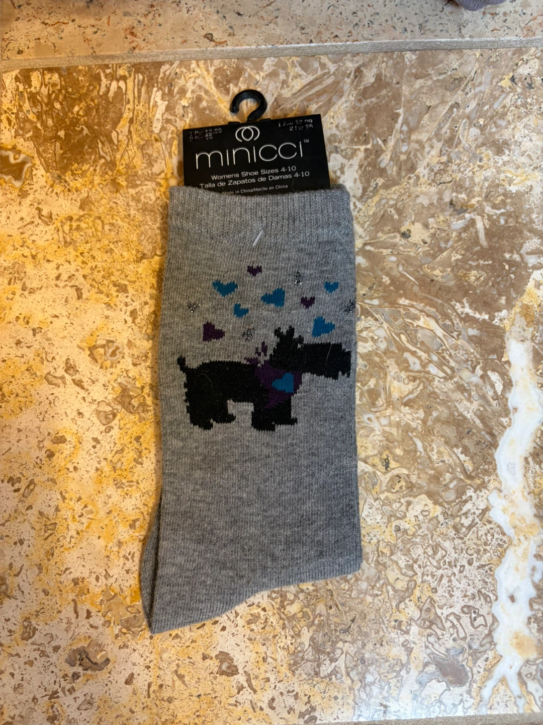 Minicci Gray Scotty Dog Socks