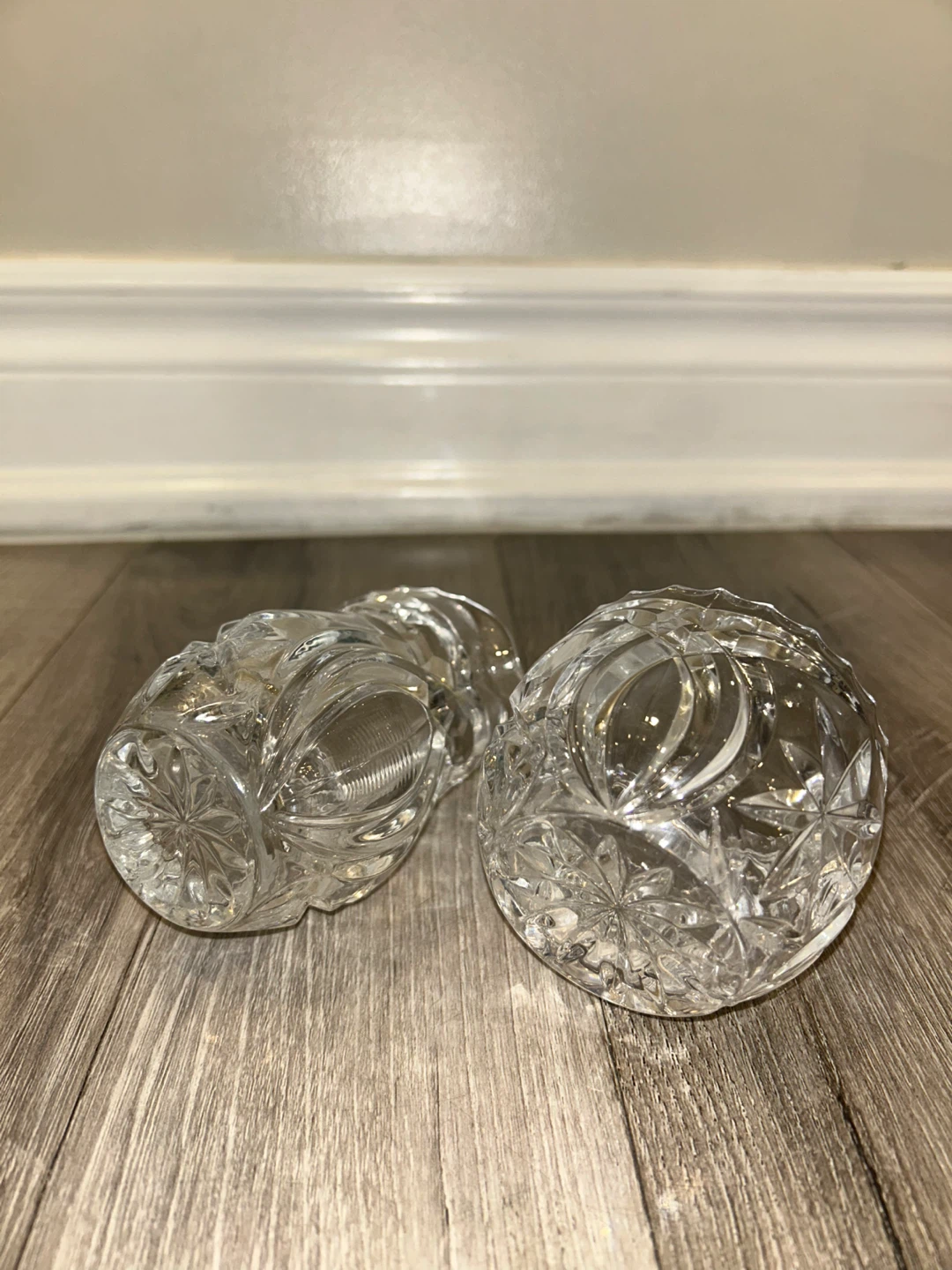 Vintage Heavy Pressed Glass Creamer & Sugar Bowl Set - photo 4