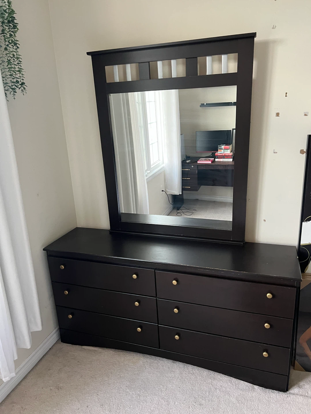 Dark Brown Dresser with Matching Mirror