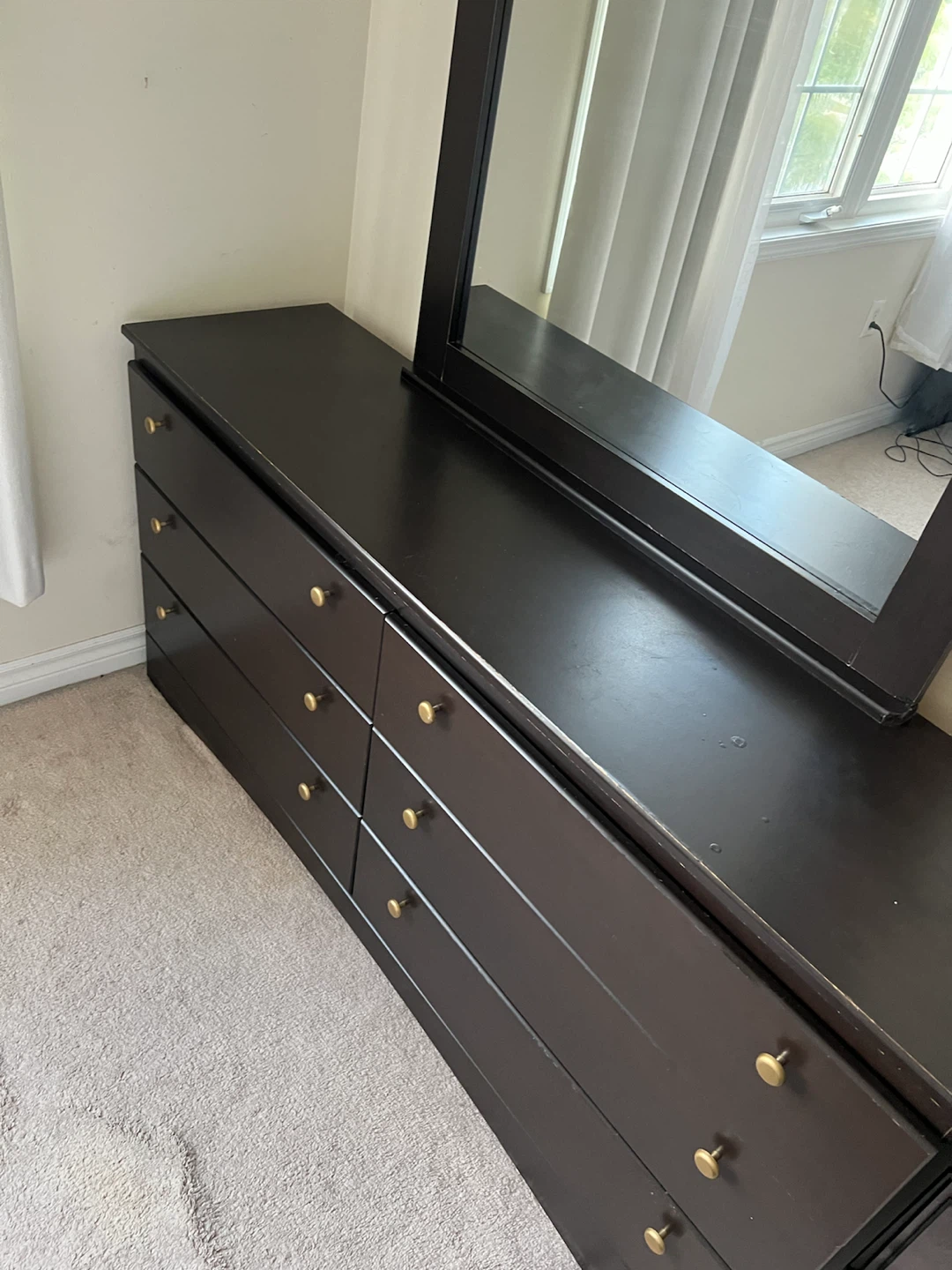 Dark Brown Dresser with Matching Mirror - photo 3