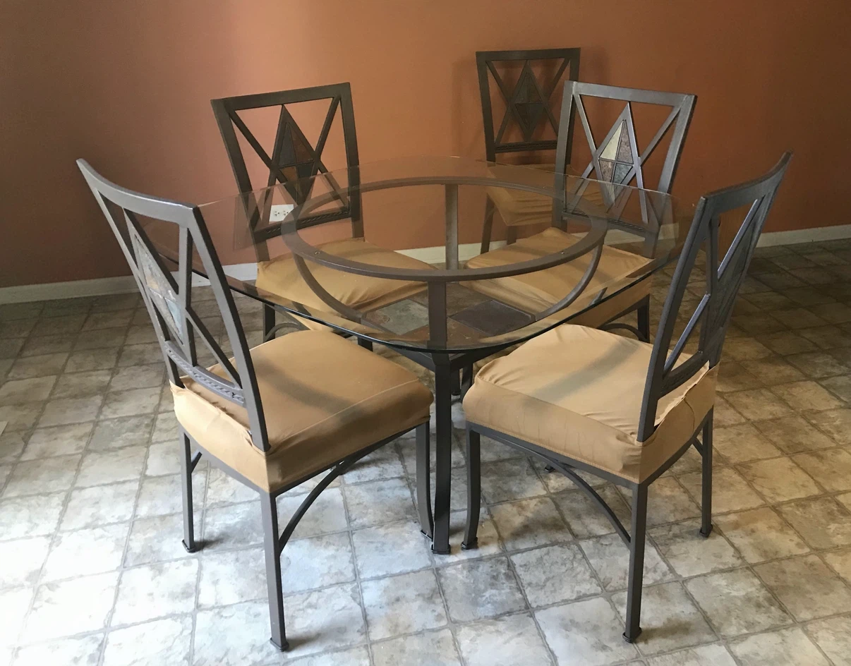 Glass Dining Table with 4 Chairs