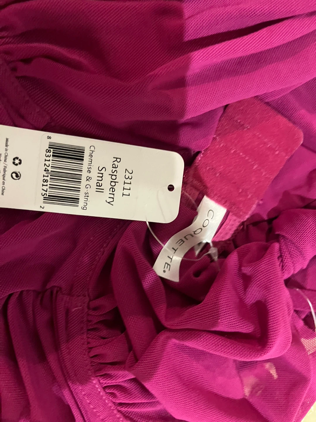 NWT Coquette Raspberry Mesh Chemise & G-String Set, Size Small - photo 4