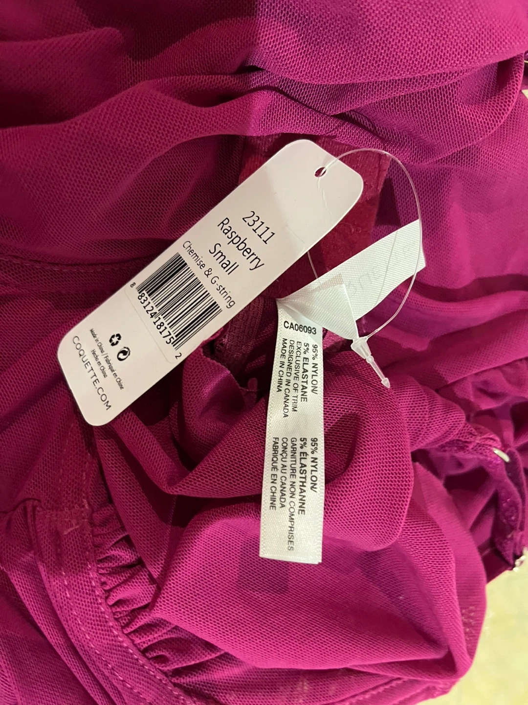 NWT Coquette Raspberry Mesh Chemise & G-String Set, Size Small - photo 5