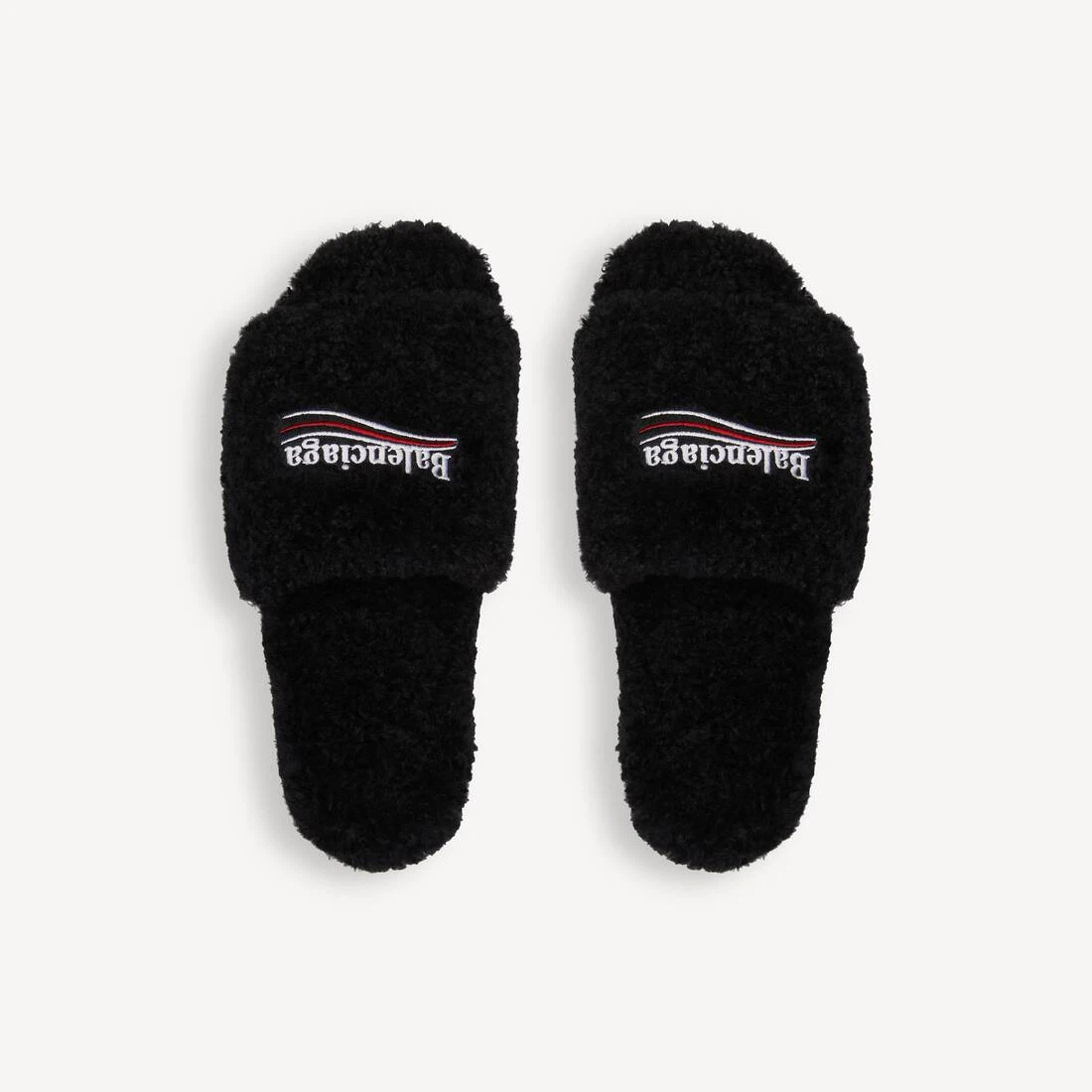 Balenciaga Black Fuzzy Slippers