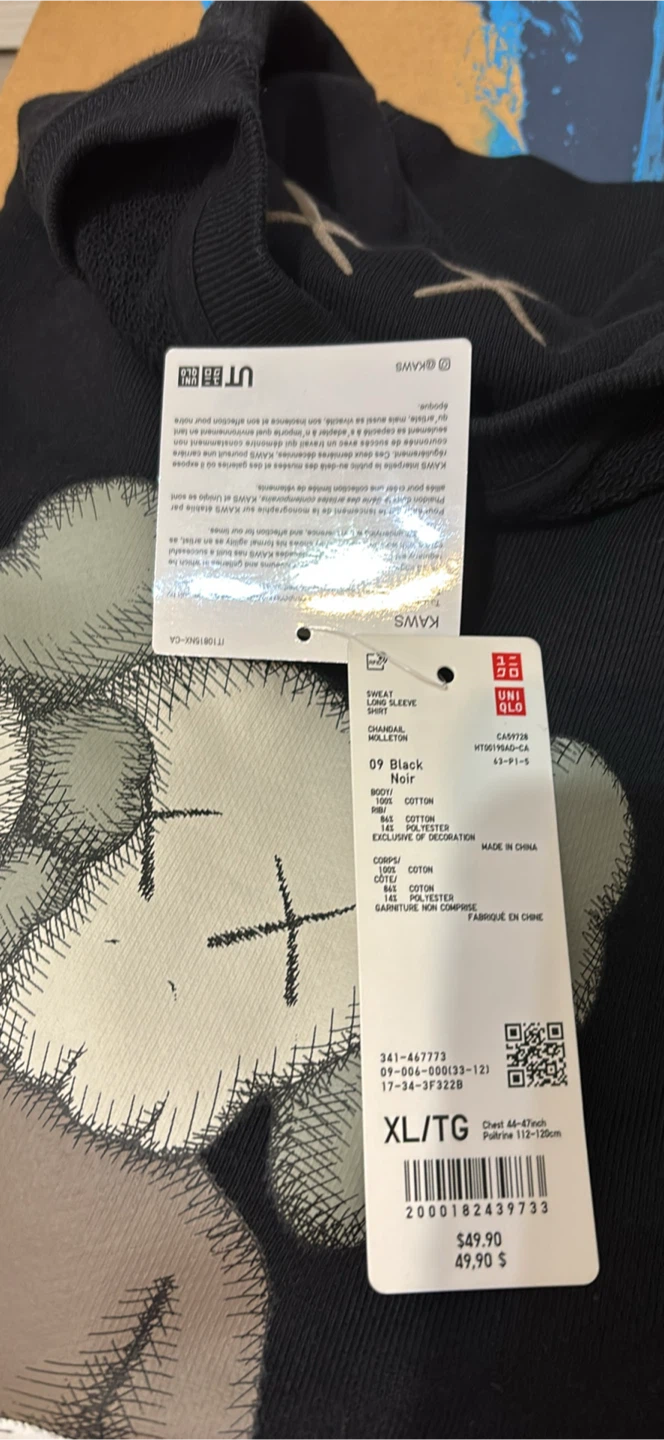 Uniqlo x KAWS Sweatshirt Black Size XL - photo 3
