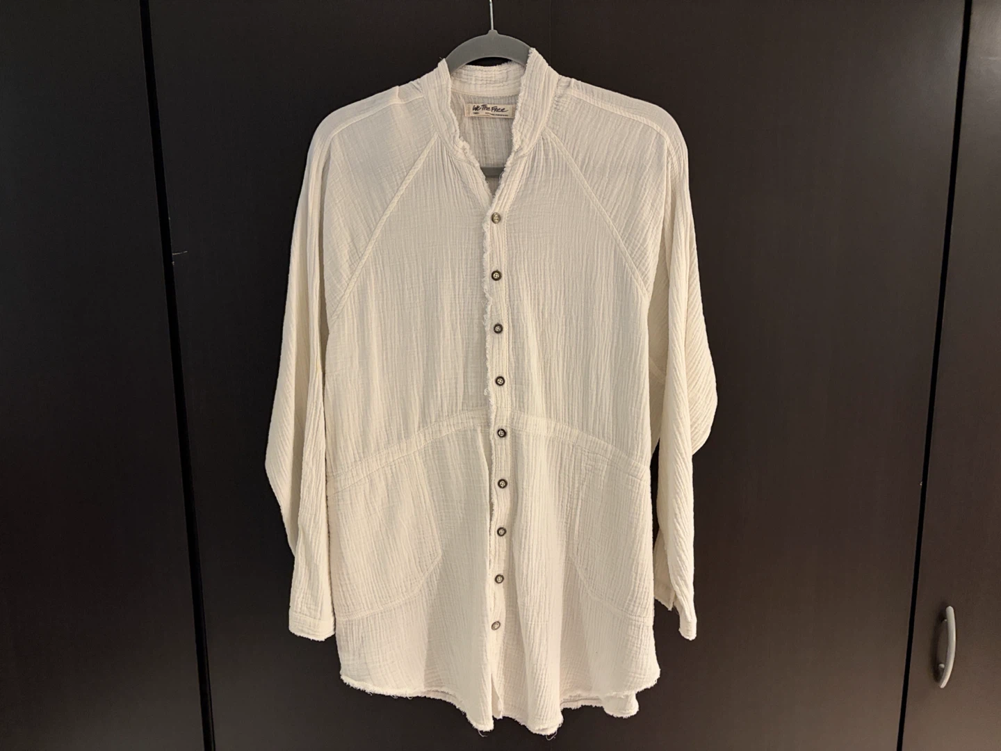 We the Free White oversized cotton Button-Down Shirt