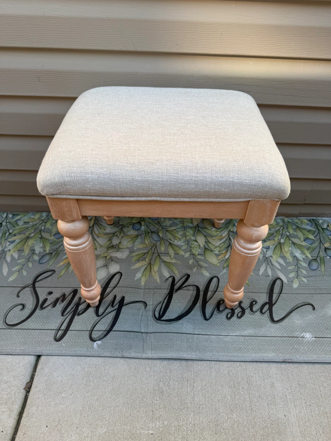 Upholstered Wood Vanity Stool