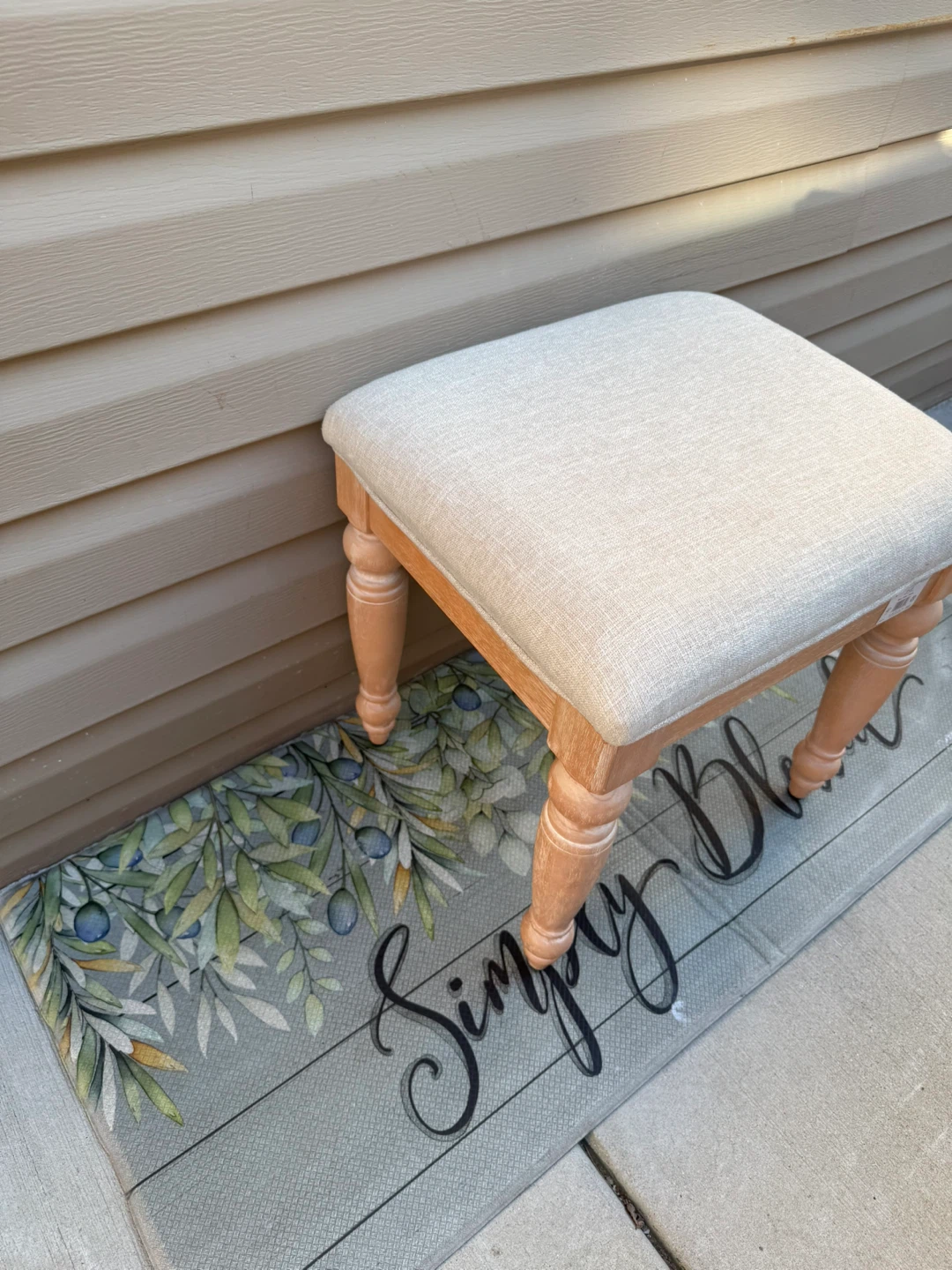Upholstered Wood Vanity Stool - photo 2