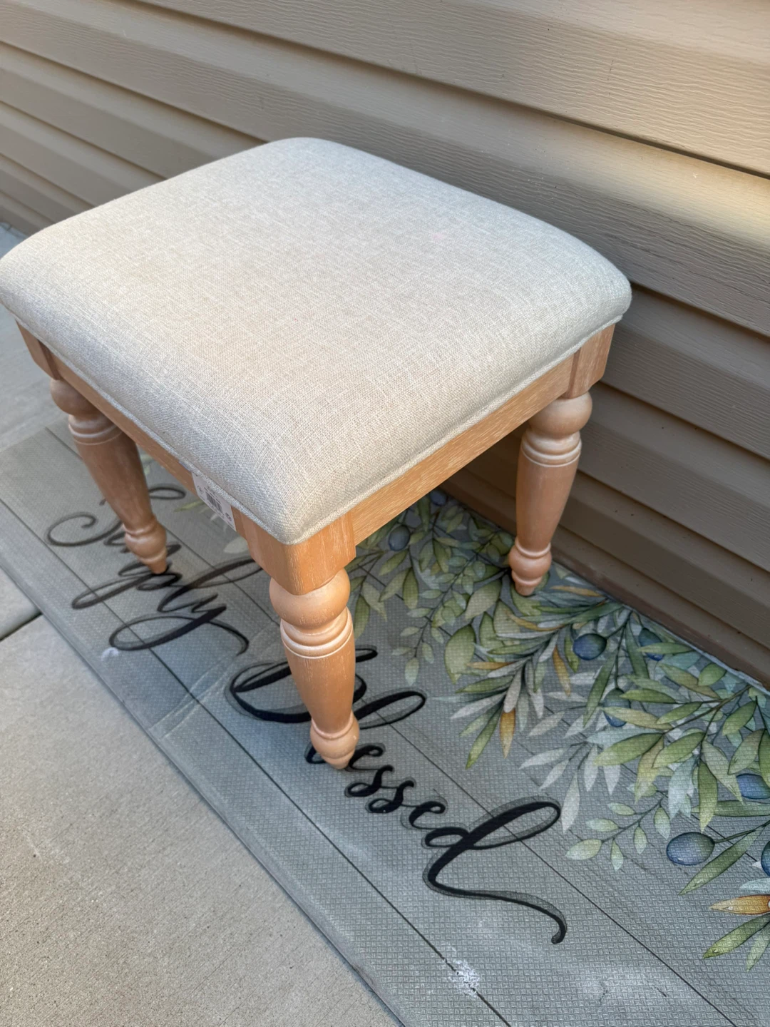 Upholstered Wood Vanity Stool - photo 3