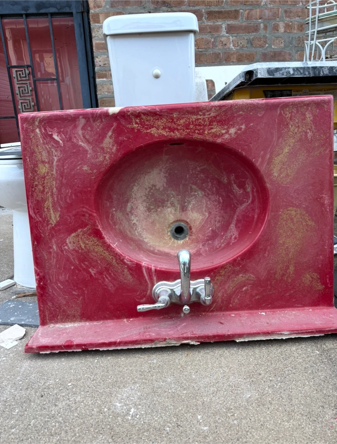 Vintage pinkish Red gold Swirl Bathroom Vanity Sink - photo 2