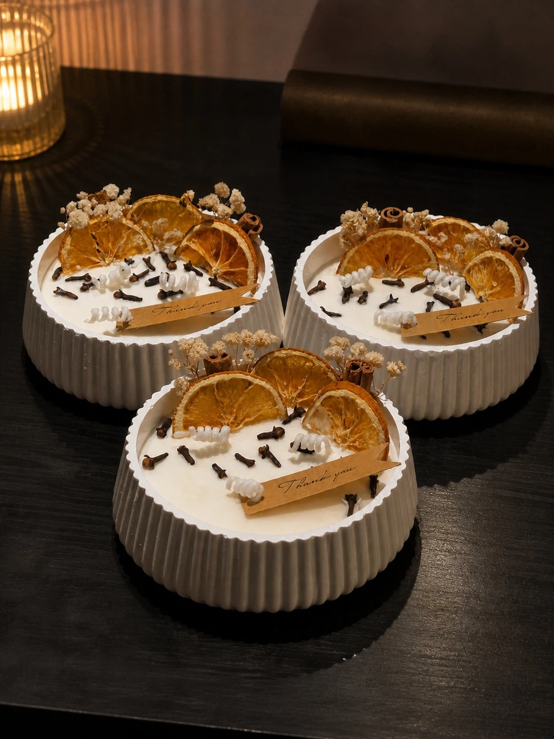 Three Decorative Scented Candles - photo 2