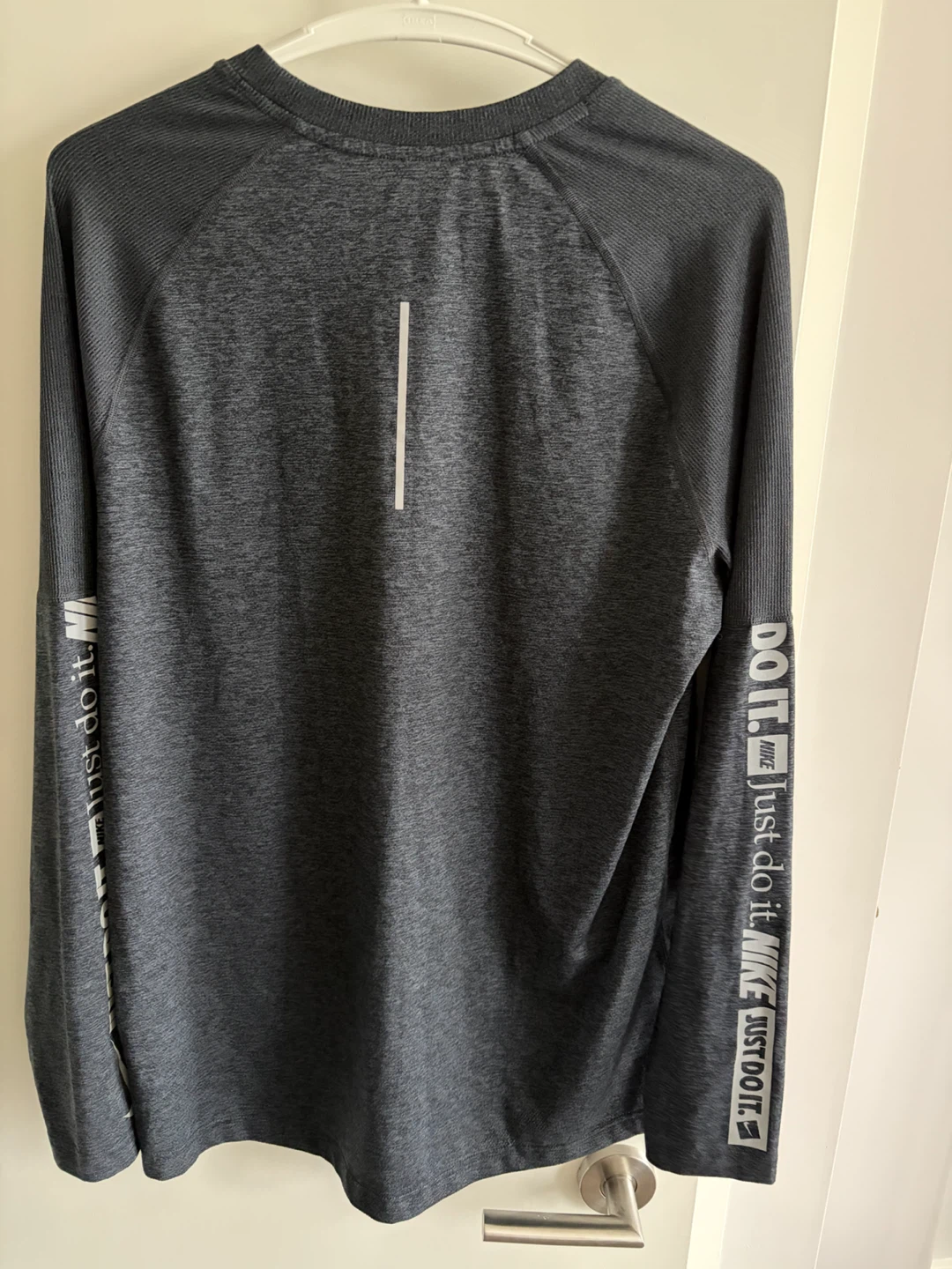Nike Running Dri-FIT Long Sleeve Graphic Shirt Grey Mens Size L - photo 2