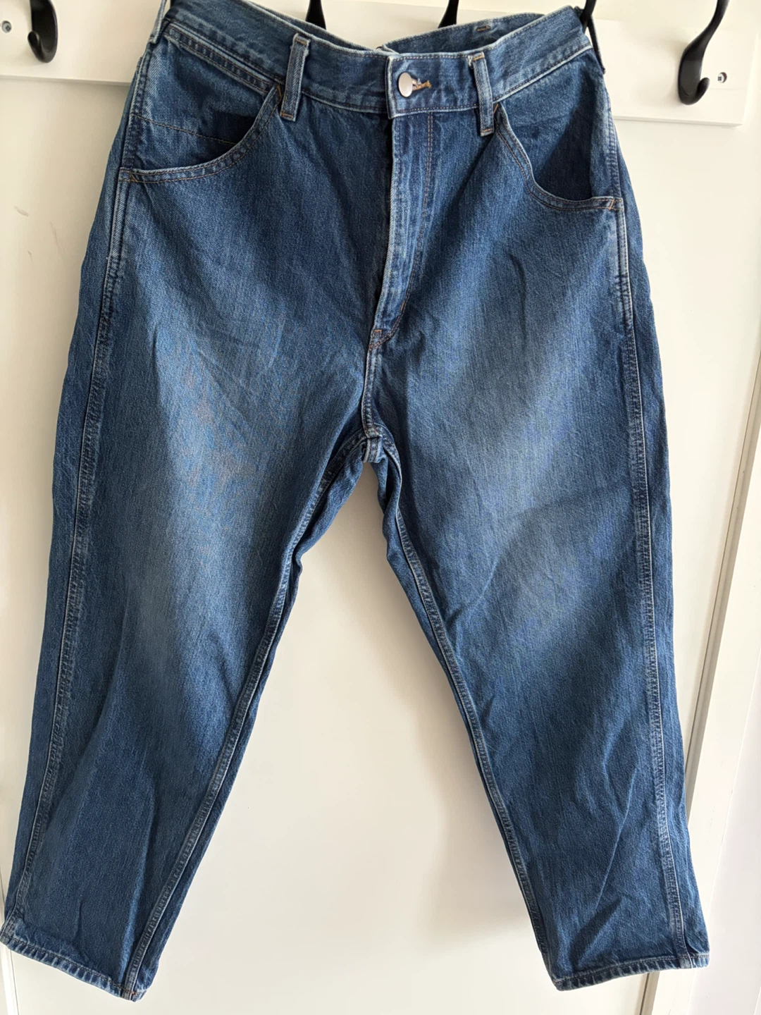Uniqlo U Relaxed Baggy Tapered Cropped Jeans Mid Blue - W33