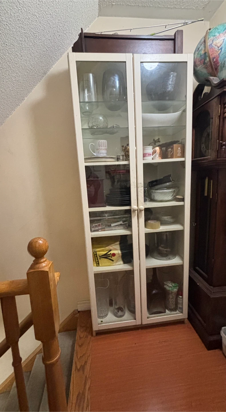 IKEA Billy White Bookcase with Glass Doors - photo 3