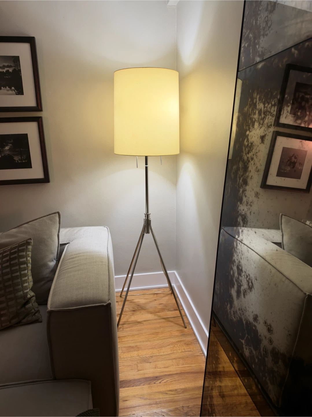 Cb2 Modern Tripod Floor Lamp with Fabric Shade