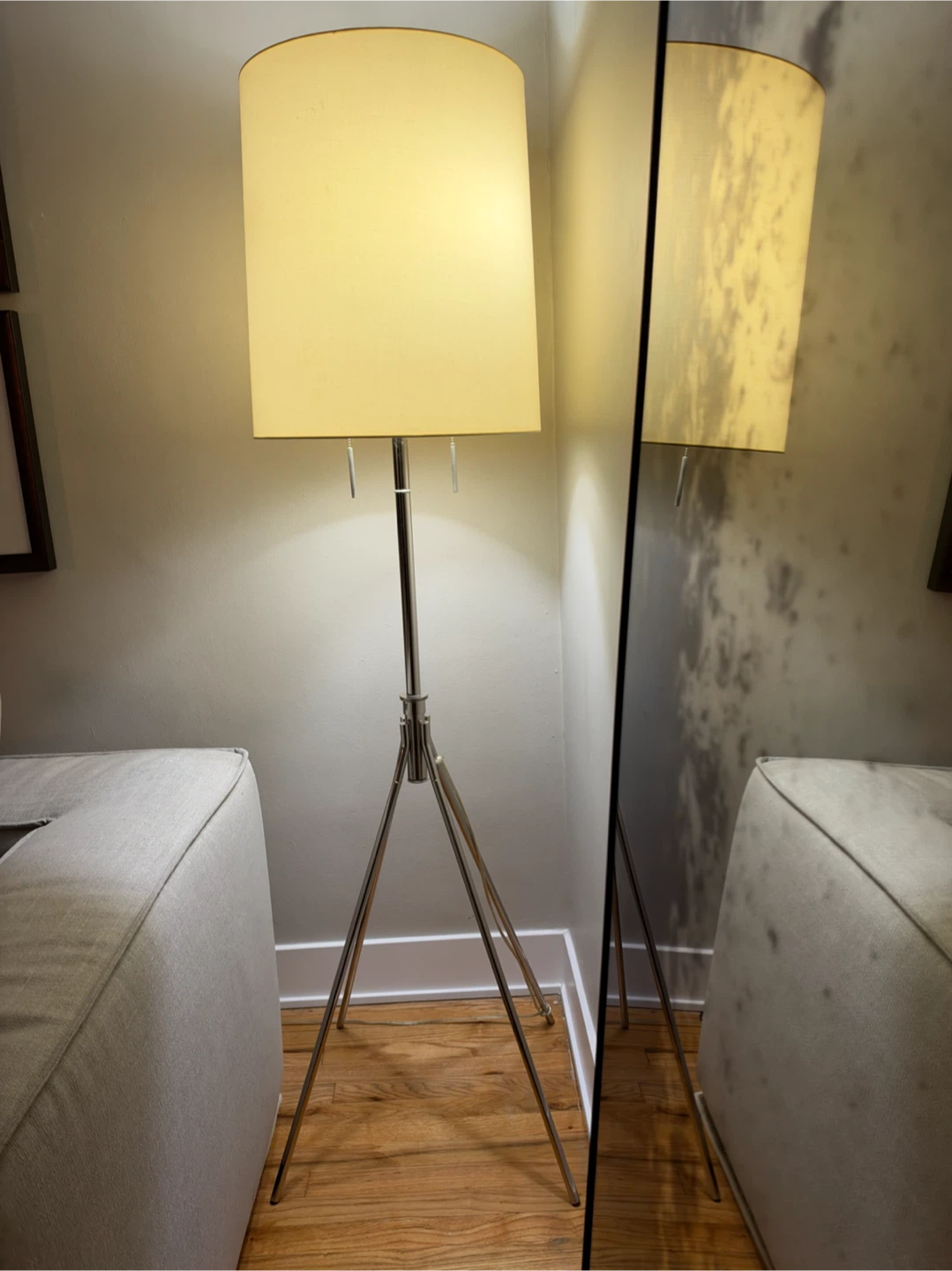 Cb2 Modern Tripod Floor Lamp with Fabric Shade - photo 5