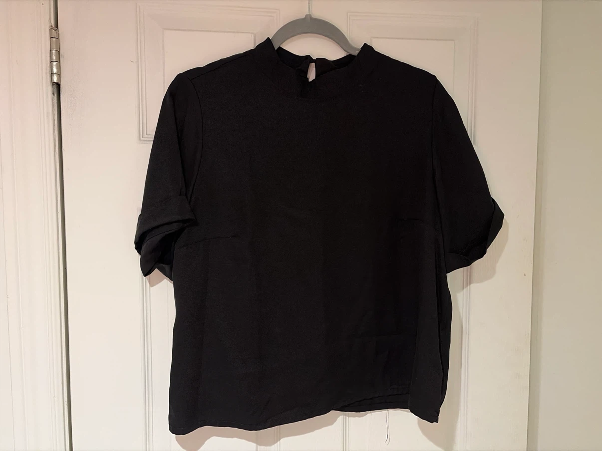 Black Mock Neck Blouse